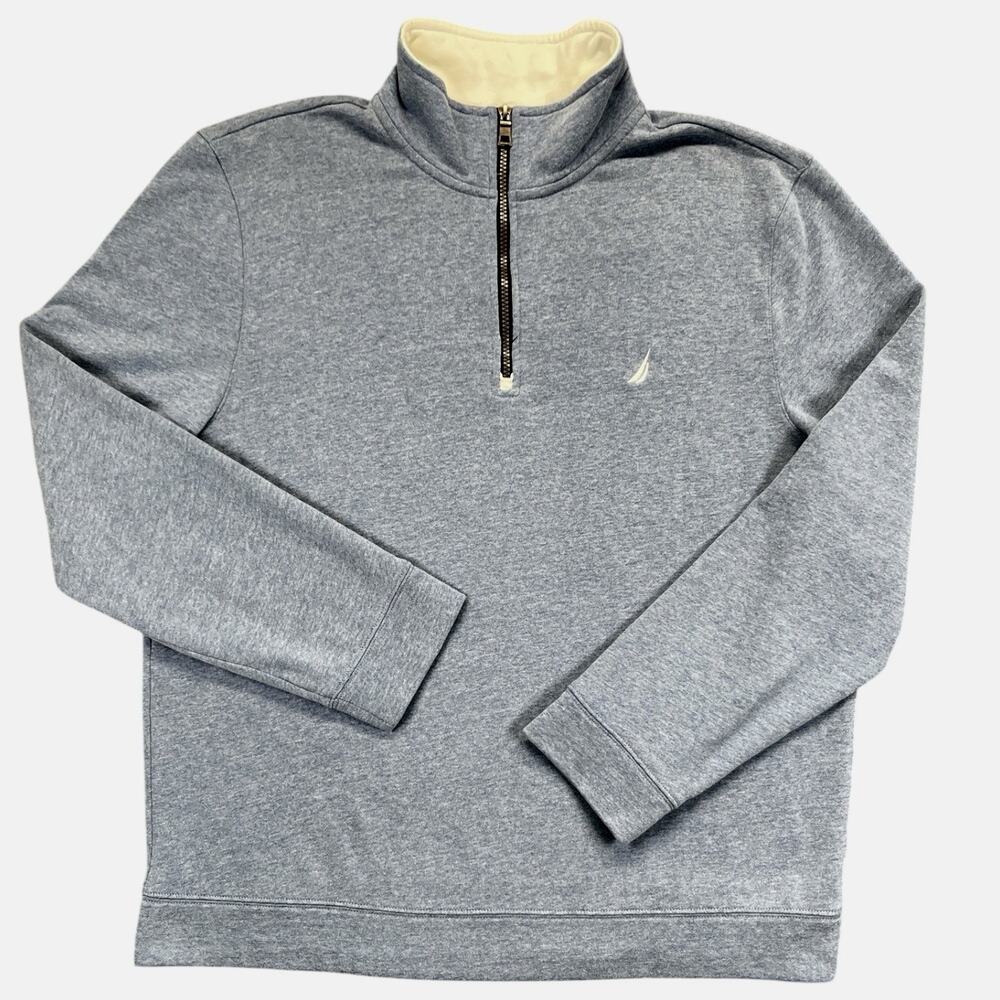 Nautica Men’s XL Light Blue Quarter Zip Pullover Sailboat Logo